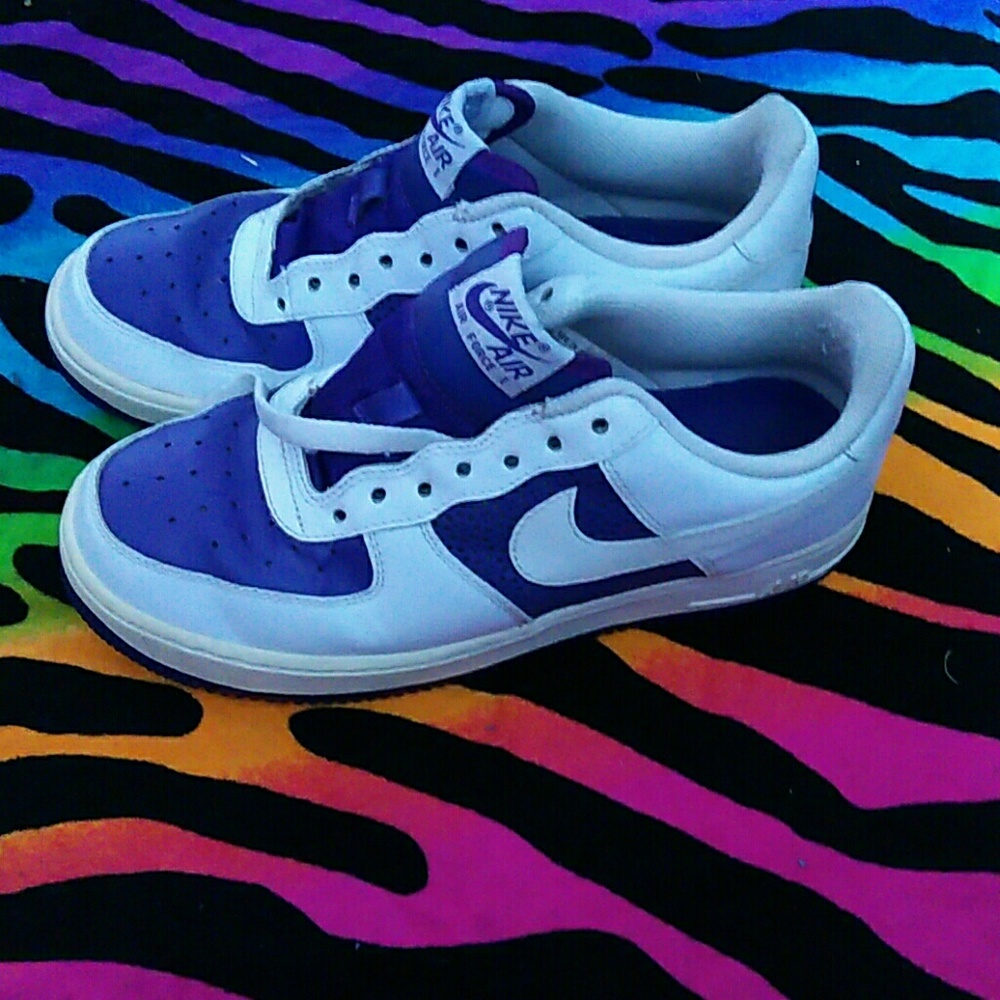 Purple and white air force ones